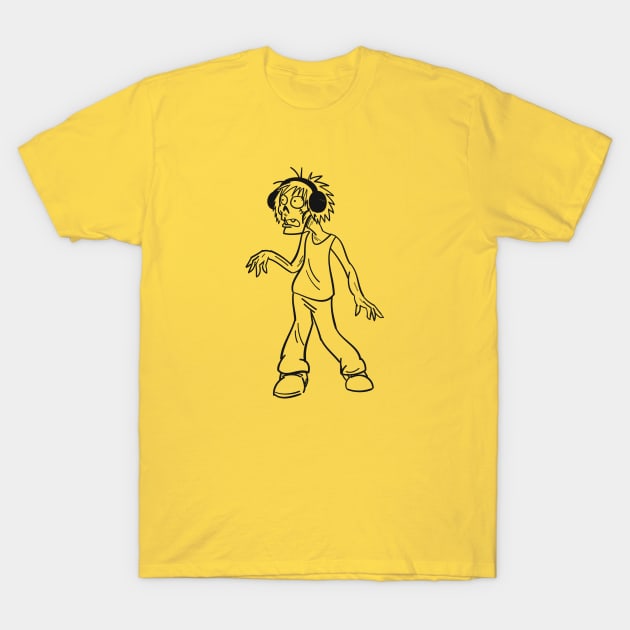 Zombie Wearing Headphones T-Shirt by blazedclothes